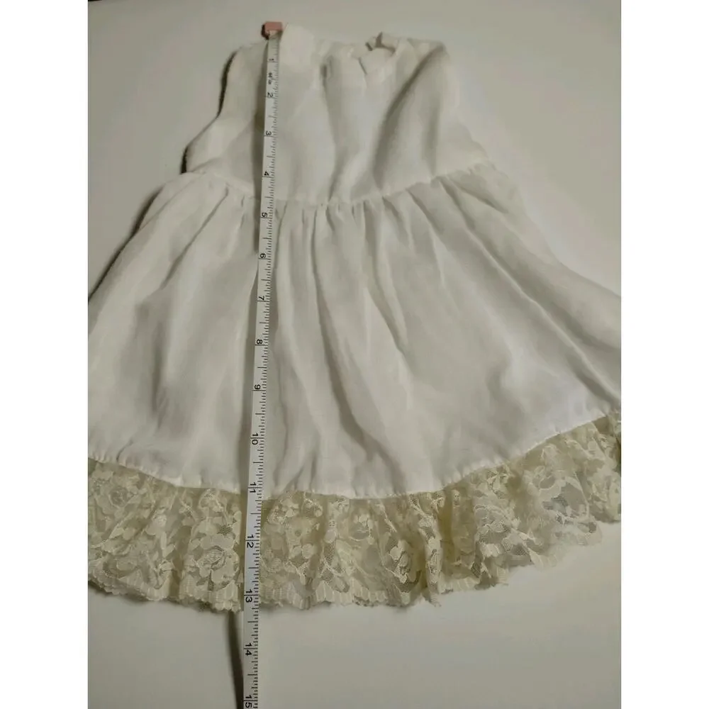 Vintage Doll Apron Dress -Strawberries - over White Slip Dress - 12